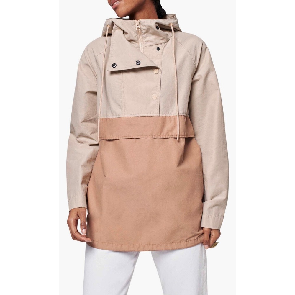FAHERTY Day Trek Anorak Women XS Amberlight Tan Colorblock Pullover Hood NEW